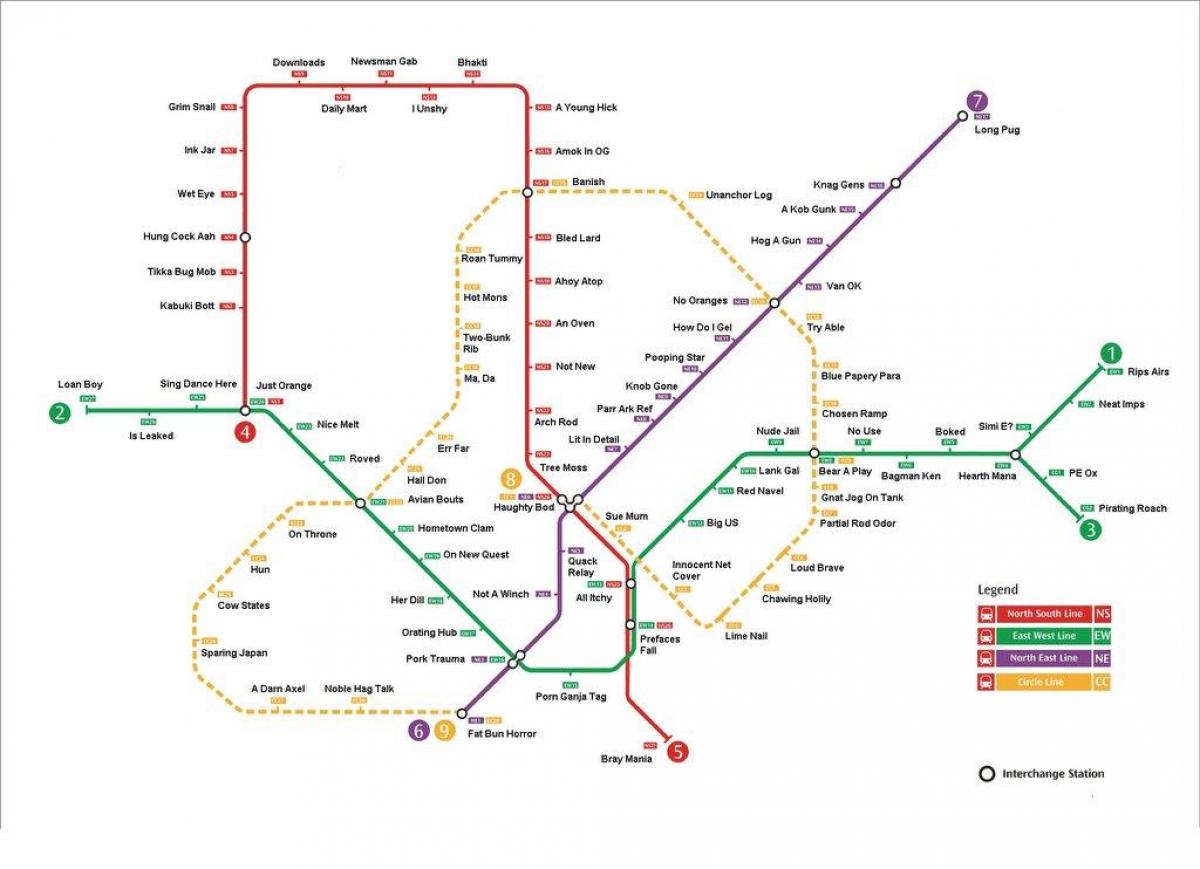 станцыя метро на карце Сінгапура