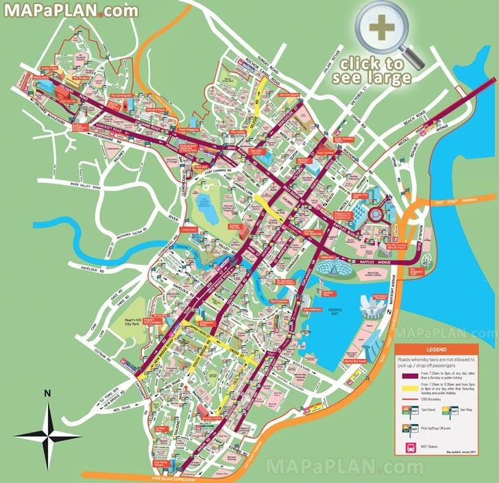 Сінгапур славутасці на карце