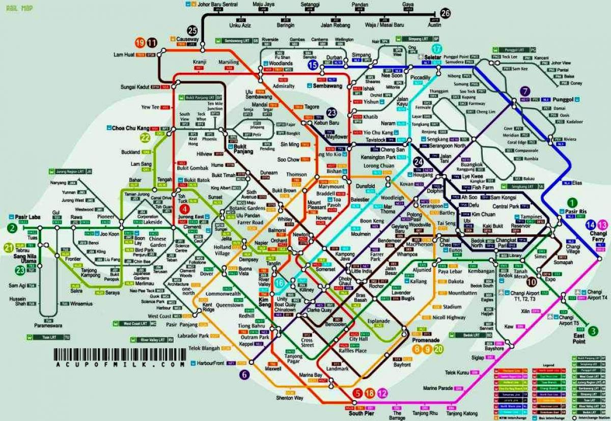 МРТ маршрут на карце Сінгапура