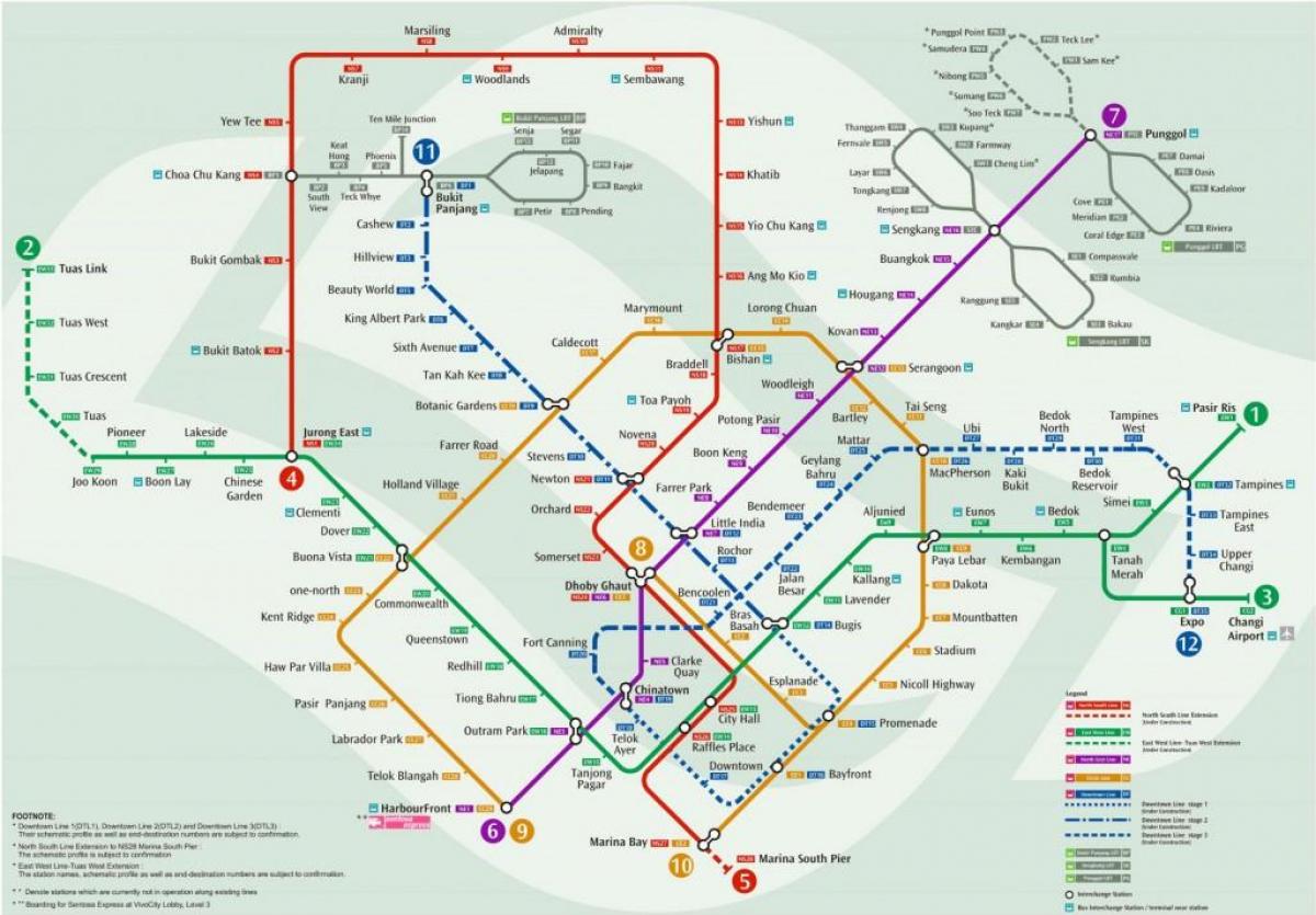 карта Сінгапура Чыгуначны