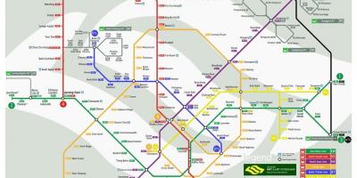 Сінгапурскія лініі метро на карце
